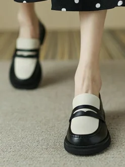 Women's Penny Loafers Round Toe Flat Shoes