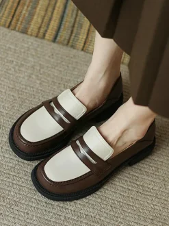 Women's Penny Loafers Round Toe Flat Shoes
