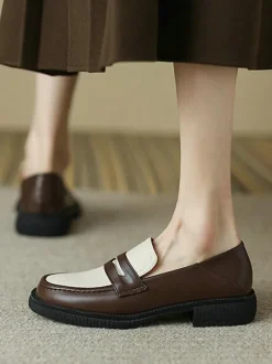 Women's Penny Loafers Round Toe Flat Shoes
