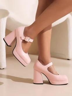 Women's Platform Chunky Heel Mary Jane Pumps