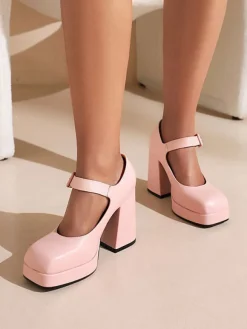 Women's Platform Chunky Heel Mary Jane Pumps