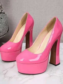 Women's Platform Heels Chunky High Heel Pumps