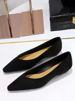 Women's Pointed Toe Suede Nap Ballet Flats In