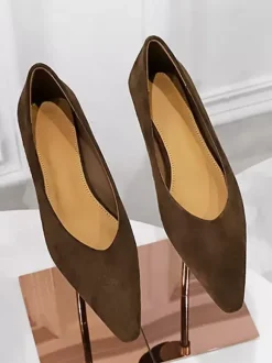 Women's Pointed Toe Suede Nap Ballet Flats In