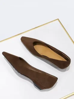 Women's Pointed Toe Suede Nap Ballet Flats In
