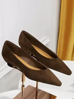 Women's Pointed Toe Suede Nap Ballet Flats In