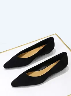 Women's Pointed Toe Suede Nap Ballet Flats In