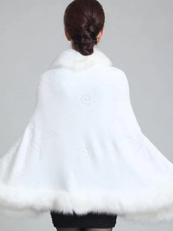 Women's Poncho Knitwear Oversized Faux Fur Coat Spring Outerwear