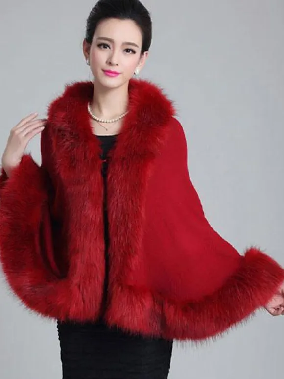 Women's Poncho Knitwear Oversized Faux Fur Coat Spring Outerwear