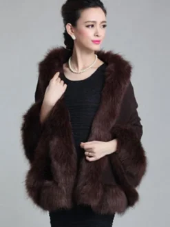 Women's Poncho Knitwear Oversized Faux Fur Coat Spring Outerwear