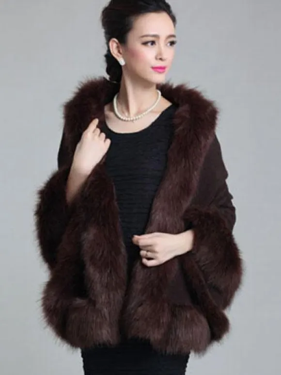 Women's Poncho Knitwear Oversized Faux Fur Coat Spring Outerwear