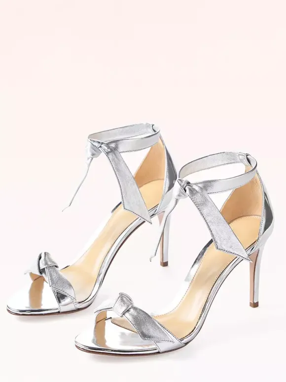 Women's Prom Shoes Metallic Open Toe Knotted High Heel Sandals