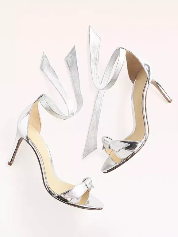 Women's Prom Shoes Metallic Open Toe Knotted High Heel Sandals