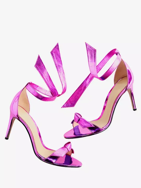 Women's Prom Shoes Metallic Open Toe Knotted High Heel Sandals