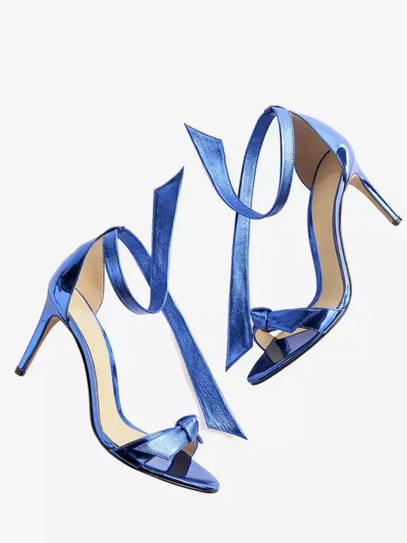 Women's Prom Shoes Metallic Open Toe Knotted High Heel Sandals