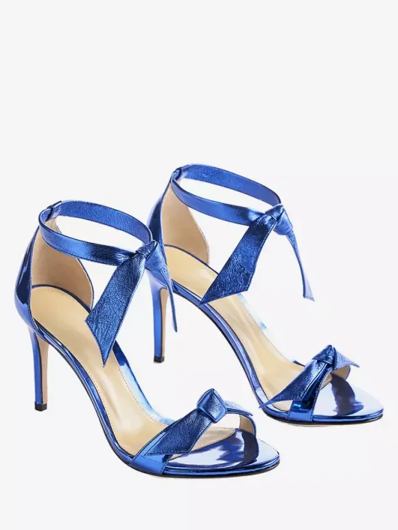 Women's Prom Shoes Metallic Open Toe Knotted High Heel Sandals