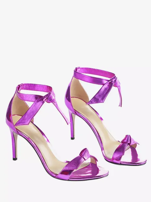 Women's Prom Shoes Metallic Open Toe Knotted High Heel Sandals