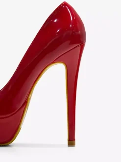 Womens Red Platform Shoes Round Toe Stiletto Heel Pumps