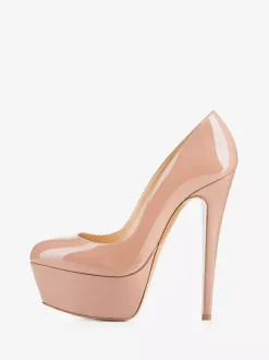 Womens Red Platform Shoes Round Toe Stiletto Heel Pumps