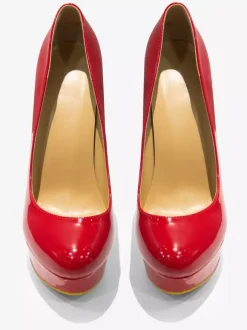 Womens Red Platform Shoes Round Toe Stiletto Heel Pumps