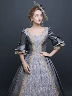 Women's Retro Costume Gray Victorian Satin Ball Gown Princess Costume Carnival