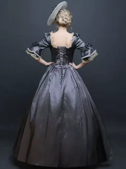 Women's Retro Costume Gray Victorian Satin Ball Gown Princess Costume Carnival