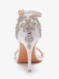 Women's Rhinestone Ankle Strap Bridal Sandals Stiletto Heel Wedding Shoes