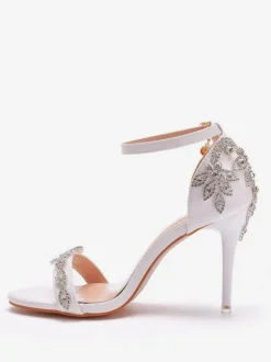 Women's Rhinestone Ankle Strap Bridal Sandals Stiletto Heel Wedding Shoes