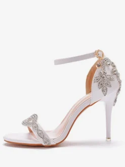 Women's Rhinestone Ankle Strap Bridal Sandals Stiletto Heel Wedding Shoes
