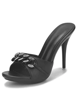 Women's Rhinestone Chains Mule Heels