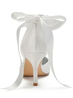 Women's Rhinestones Lace Up Comfortable Bridal Heels