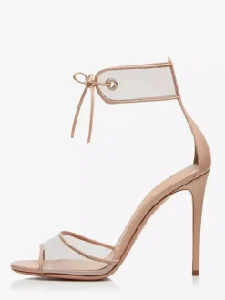 Women's Sandal Shoes Transparent High Heel Ankle Strap Sandals