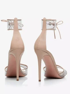 Women's Sandal Shoes Transparent High Heel Ankle Strap Sandals