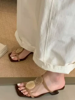 Women's Sandal Slippers Open Toe Desigend Heel Backless Sandals