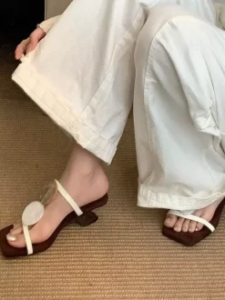 Women's Sandal Slippers Open Toe Desigend Heel Backless Sandals