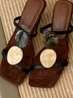 Women's Sandal Slippers Open Toe Desigend Heel Backless Sandals