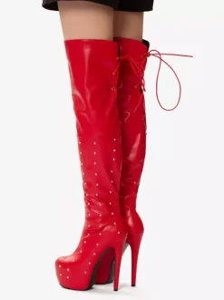 Women's Sexy Boots Platform Open Toe Beaded High Heel Unisex Over The Knee Boots