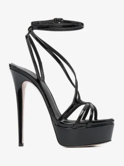 Women's Sexy Sandals Black Platform Open Toe Strappy High Heel Sandals