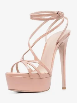 Women's Sexy Sandals Black Platform Open Toe Strappy High Heel Sandals