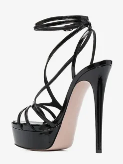 Women's Sexy Sandals Black Platform Open Toe Strappy High Heel Sandals