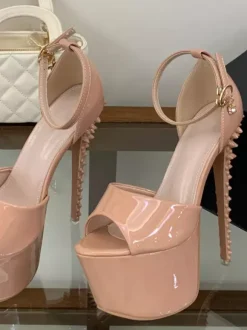 Women's Sexy Shoes Platform Open Toe Rivets Detail High Heel Pumps