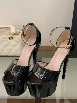 Women's Sexy Shoes Platform Open Toe Rivets Detail High Heel Pumps