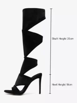 Women's Stiletto Heel Black Micro Suede Upper Gladiator Sandals