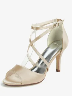 Women's Strappy Low Heel Bridal Sandals in Satin