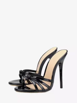 Women's Strappy Mule Heels in Black