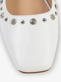 Women's Stud Flat Pumps Pointed Toe Ankle Strap Ballet Flats