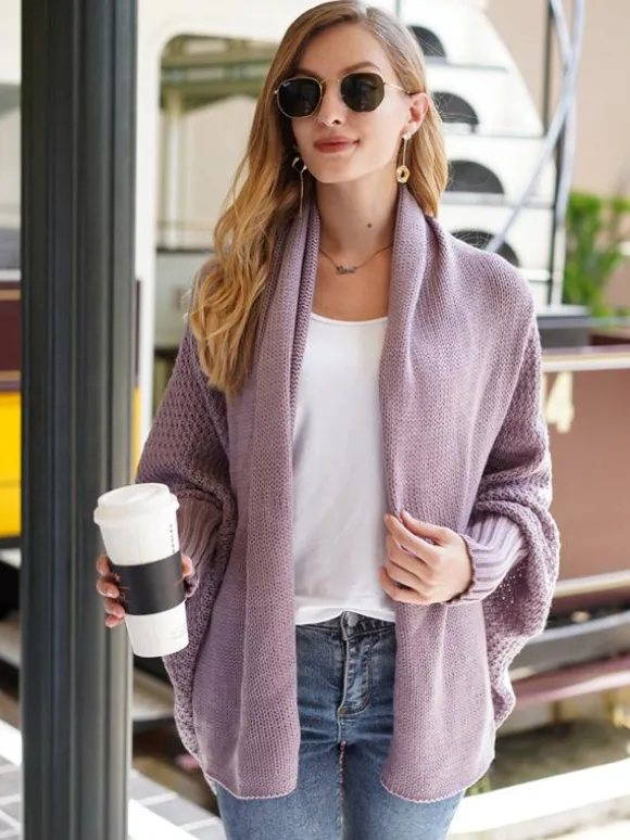 Women's Sweater Batwing Sleeves Open Front Cardigans For Fall Winter
