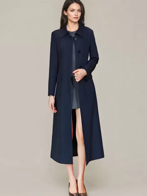 Women's Trench Coat Fashion Polyester Turndown Collar Sash Long Sleeves