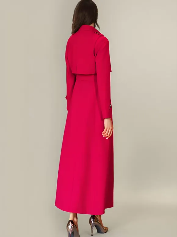 Women's Trench Coat Modern Polyester Turndown Collar Buttons Full Length Coat