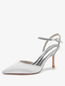 Women's Twisted Rhinestones Strap Flat Bridal Mules